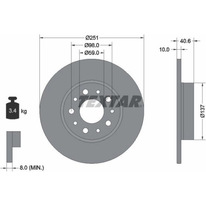 Textar 92244303 Bremsscheibe PRO Textar 92244303 Bremsscheibe PRO