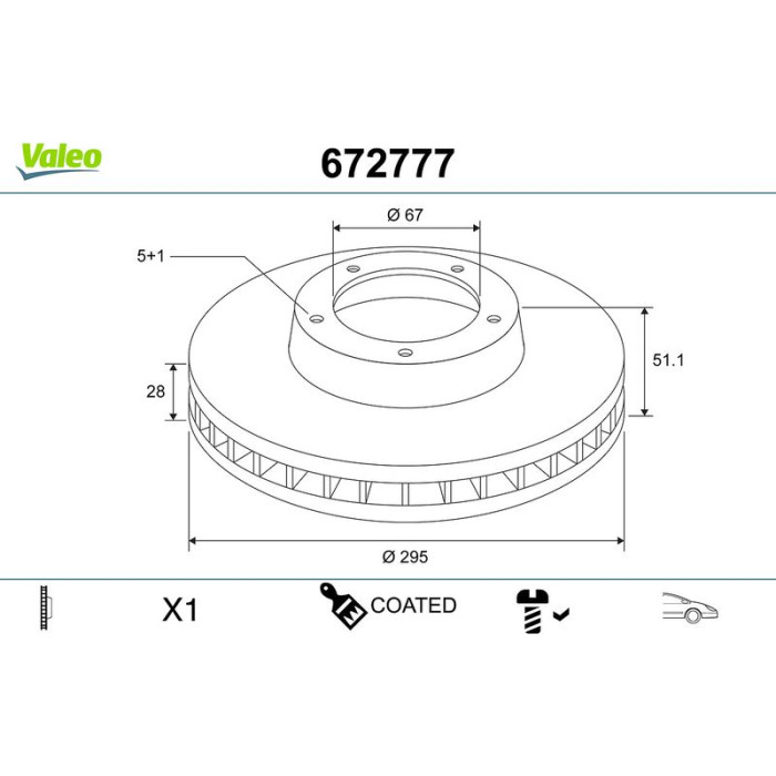 Valeo 672777 Bremsscheibe COATED Valeo 672777 Bremsscheibe COATED
