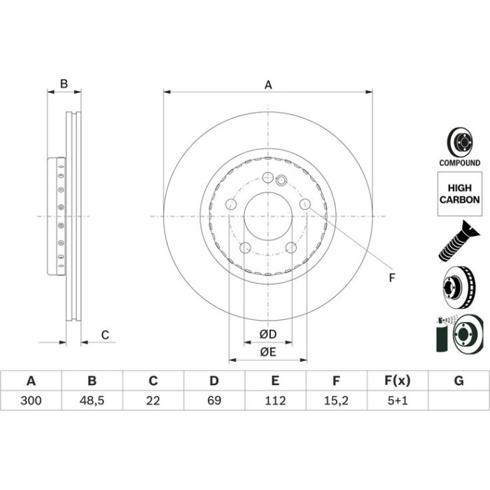 BOSCH 0 986 479 H50 Bremsscheibe