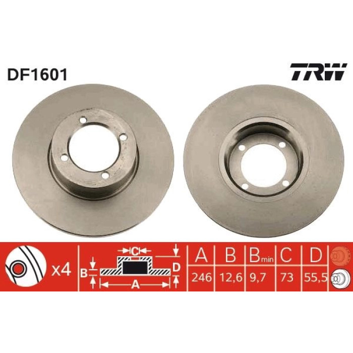 TRW DF1601 Bremsscheibe TRW DF1601 Bremsscheibe