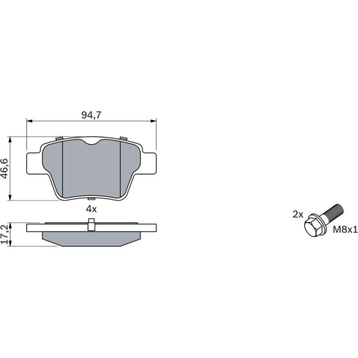 BOSCH 0 986 494 099 Bremsbelagsatz, Scheibenbremse BOSCH 0 986 494 099 Bremsbelagsatz, Scheibenbremse