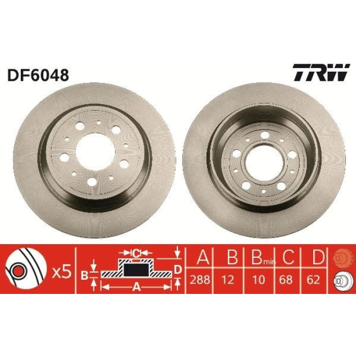 TRW DF6048 Bremsscheibe TRW DF6048 Bremsscheibe