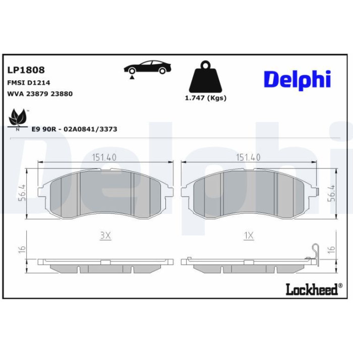Delphi LP1808 Bremsbelagsatz, Scheibenbremse Delphi LP1808 Bremsbelagsatz, Scheibenbremse