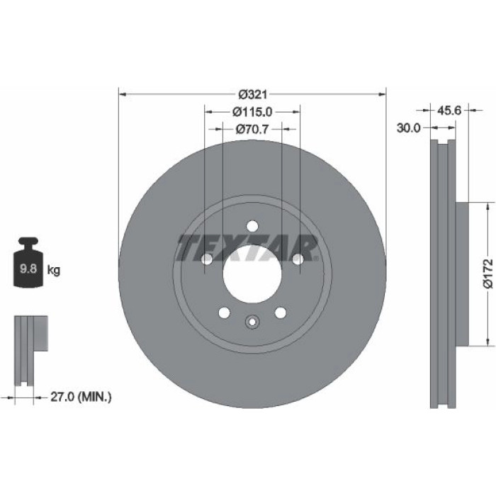 Textar 92256803 Bremsscheibe PRO Textar 92256803 Bremsscheibe PRO