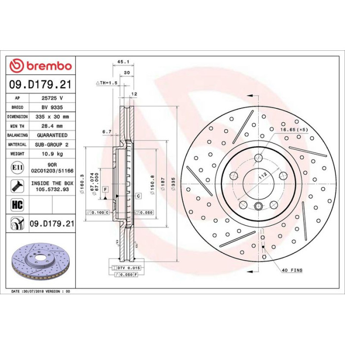 Brembo 09.D179.21 Bremsscheibe PRIME LINE - UV Coated Brembo 09.D179.21 Bremsscheibe PRIME LINE - UV Coated