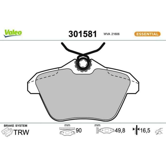 Valeo 301581 Bremsbelagsatz, Scheibenbremse ESSENTIAL Valeo 301581 Bremsbelagsatz, Scheibenbremse ESSENTIAL