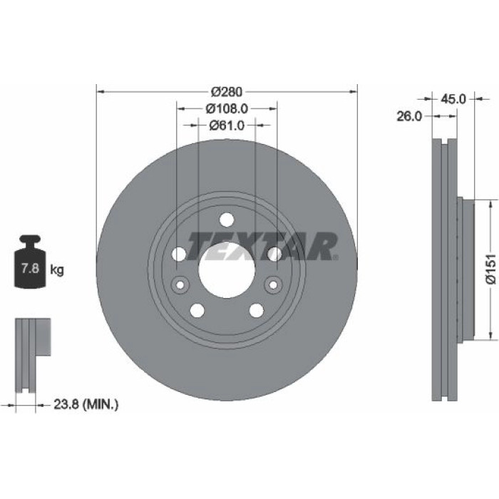 Textar 92257903 Bremsscheibe PRO