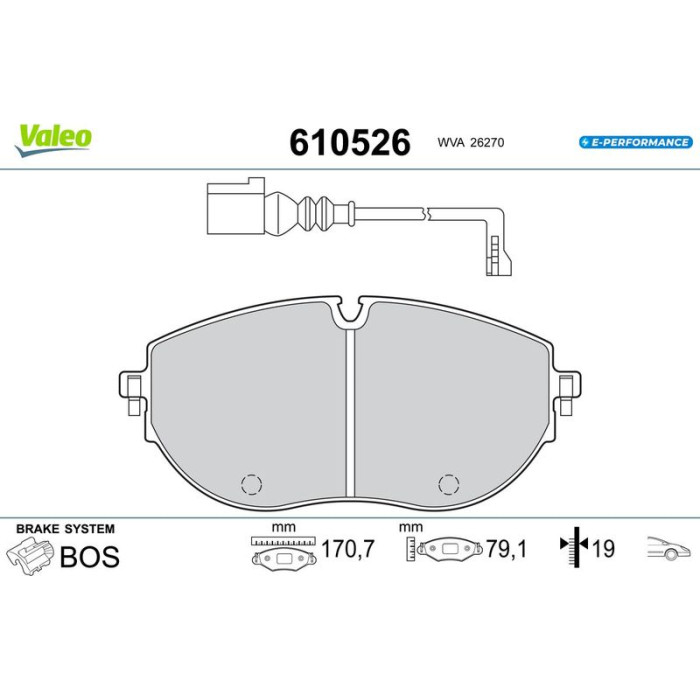 Valeo 610526 Bremsbelagsatz, Scheibenbremse E-PERFORMANCE Valeo 610526 Bremsbelagsatz, Scheibenbremse E-PERFORMANCE