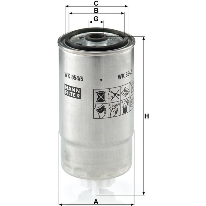 Mann-Filter WK 854/5 Kraftstofffilter Mann-Filter WK 854/5 Kraftstofffilter