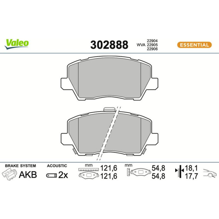 Valeo 302888 Bremsbelagsatz, Scheibenbremse ESSENTIAL