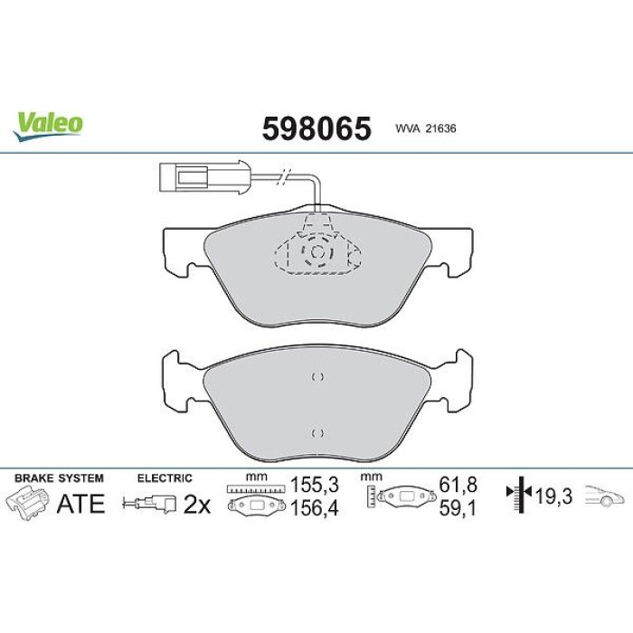 Valeo 598065 Bremsbelagsatz, Scheibenbremse Valeo 598065 Bremsbelagsatz, Scheibenbremse