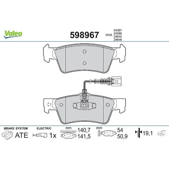 Valeo 598967 Bremsbelagsatz, Scheibenbremse Valeo 598967 Bremsbelagsatz, Scheibenbremse
