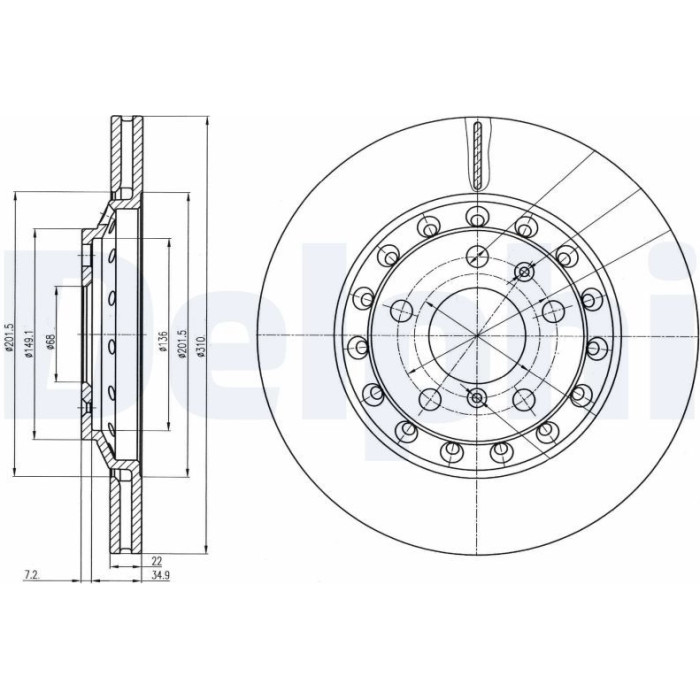 Delphi BG3958 Bremsscheibe Delphi BG3958 Bremsscheibe
