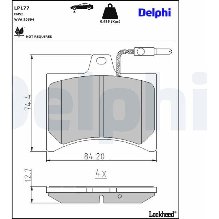Delphi LP177 Bremsbelagsatz, Scheibenbremse Delphi LP177 Bremsbelagsatz, Scheibenbremse