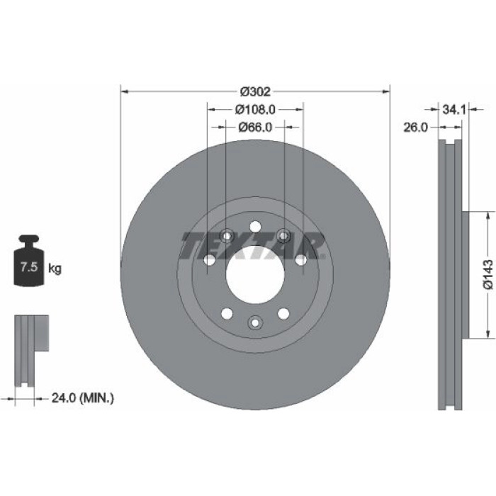 Textar 92268103 Bremsscheibe PRO Textar 92268103 Bremsscheibe PRO