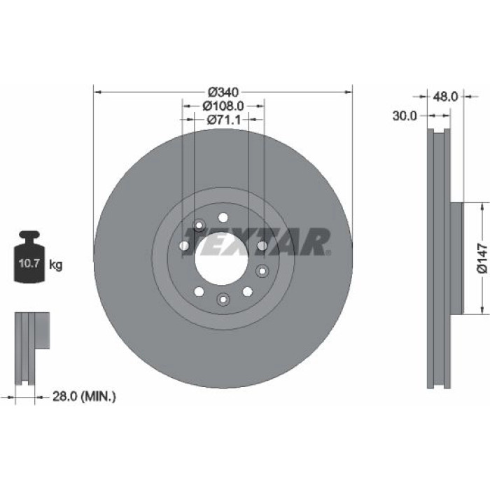 Textar 92256003 Bremsscheibe PRO Textar 92256003 Bremsscheibe PRO