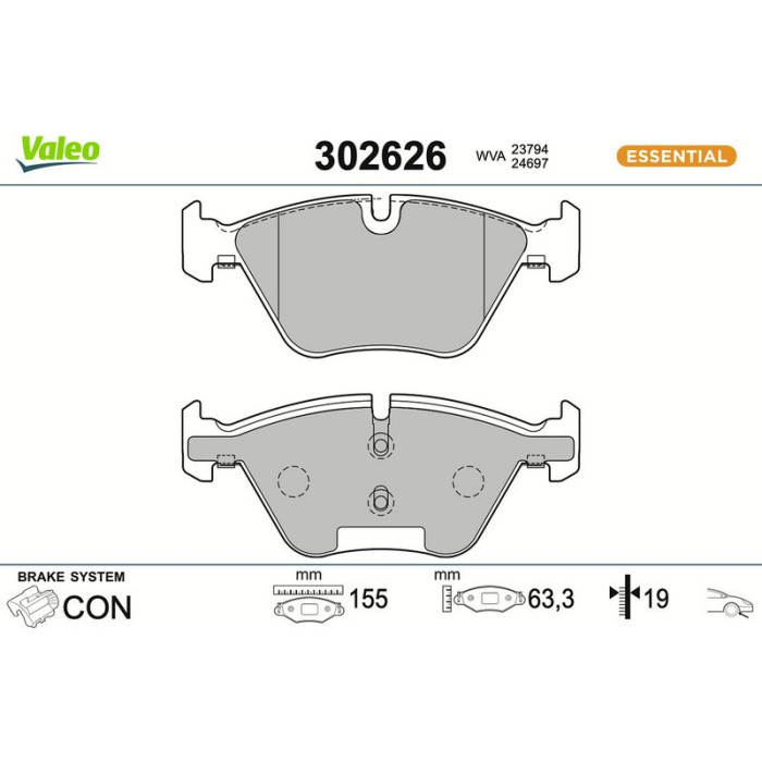 Valeo 302626 Bremsbelagsatz, Scheibenbremse ESSENTIAL Valeo 302626 Bremsbelagsatz, Scheibenbremse ESSENTIAL