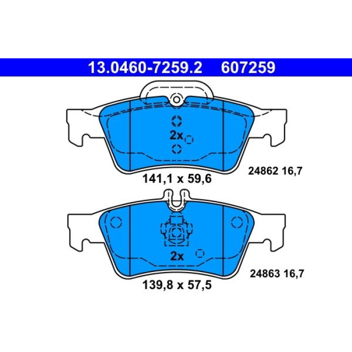 ATE 13.0460-7259.2 Bremsbelagsatz, Scheibenbremse ATE 13.0460-7259.2 Bremsbelagsatz, Scheibenbremse