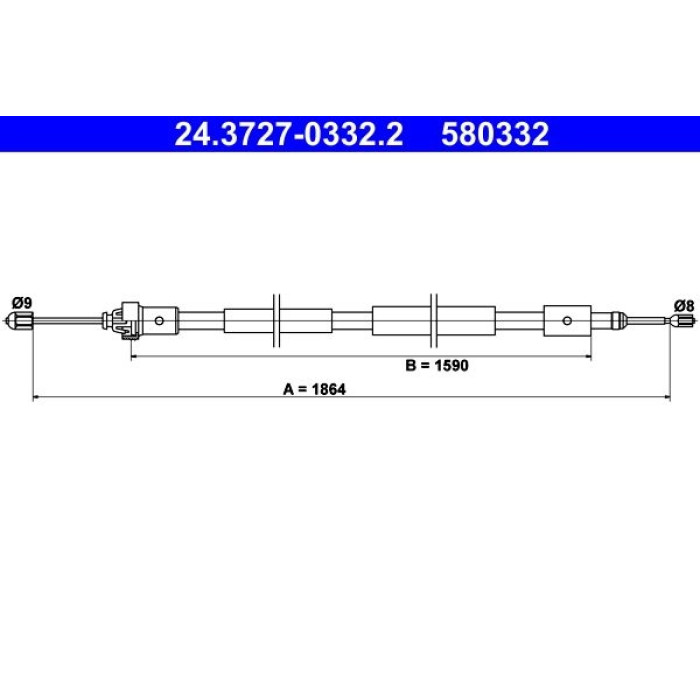 ATE 24.3727-0332.2 Seilzug, Feststellbremse ATE 24.3727-0332.2 Seilzug, Feststellbremse
