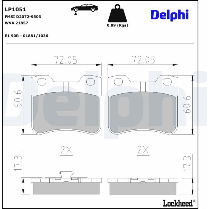 Delphi LP1051 Bremsbelagsatz, Scheibenbremse