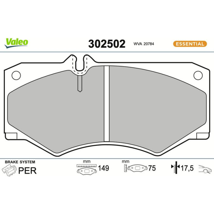 Valeo 302502 Bremsbelagsatz, Scheibenbremse ESSENTIAL Valeo 302502 Bremsbelagsatz, Scheibenbremse ESSENTIAL