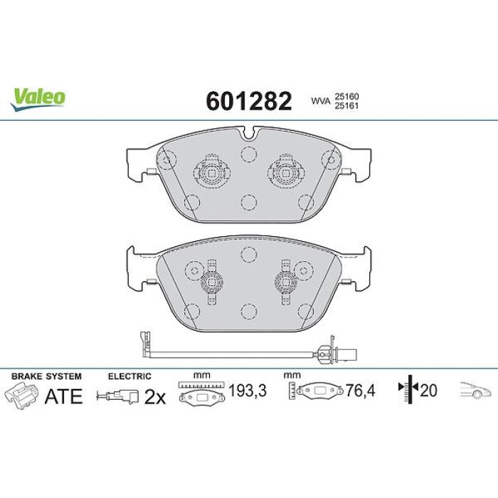 Valeo 601282 Bremsbelagsatz, Scheibenbremse Valeo 601282 Bremsbelagsatz, Scheibenbremse