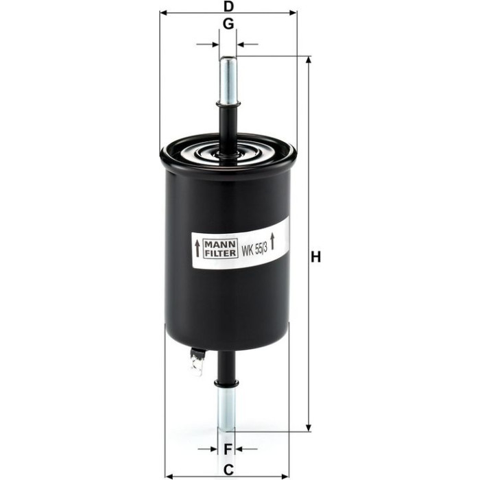 MANN-FILTER WK 55/3 Kraftstofffilter Leitungsfilter, 8mm MANN-FILTER WK 55/3 Kraftstofffilter Leitungsfilter, 8mm