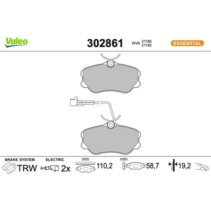 Valeo 302861 Bremsbelagsatz, Scheibenbremse ESSENTIAL Valeo 302861 Bremsbelagsatz, Scheibenbremse ESSENTIAL