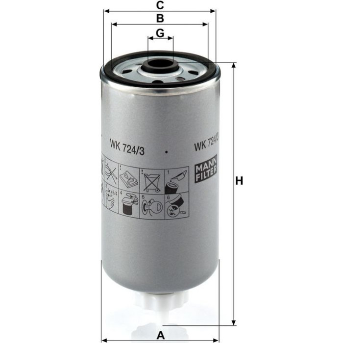 Mann-Filter WK 724/3 Kraftstofffilter Mann-Filter WK 724/3 Kraftstofffilter
