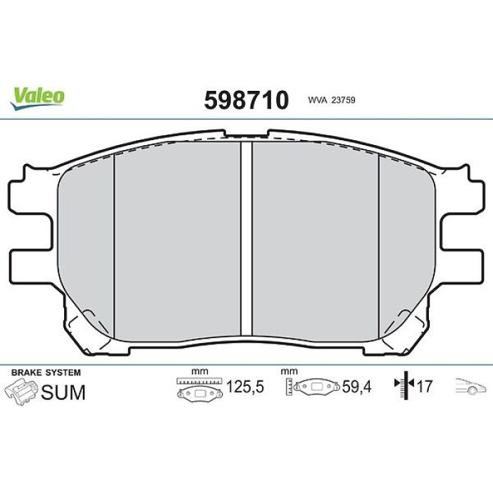Valeo 598710 Bremsbelagsatz, Scheibenbremse Valeo 598710 Bremsbelagsatz, Scheibenbremse