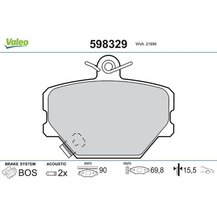 Valeo 598329 Bremsbelagsatz, Scheibenbremse Valeo 598329 Bremsbelagsatz, Scheibenbremse