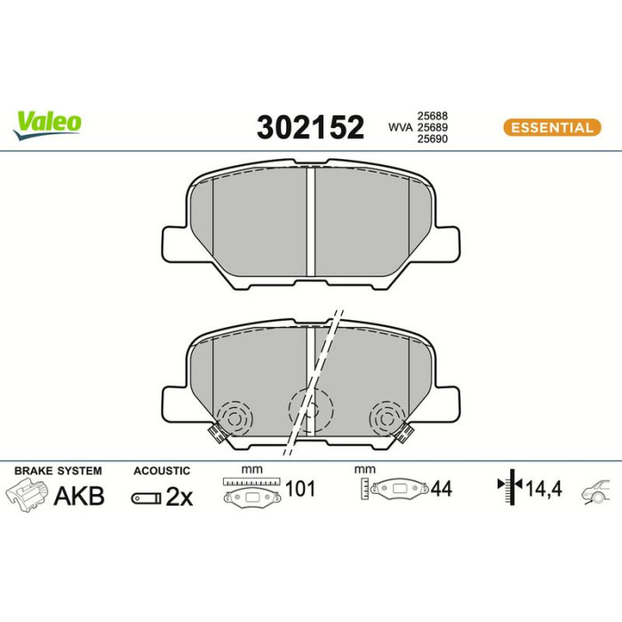 Valeo 302152 Bremsbelagsatz, Scheibenbremse ESSENTIAL Valeo 302152 Bremsbelagsatz, Scheibenbremse ESSENTIAL