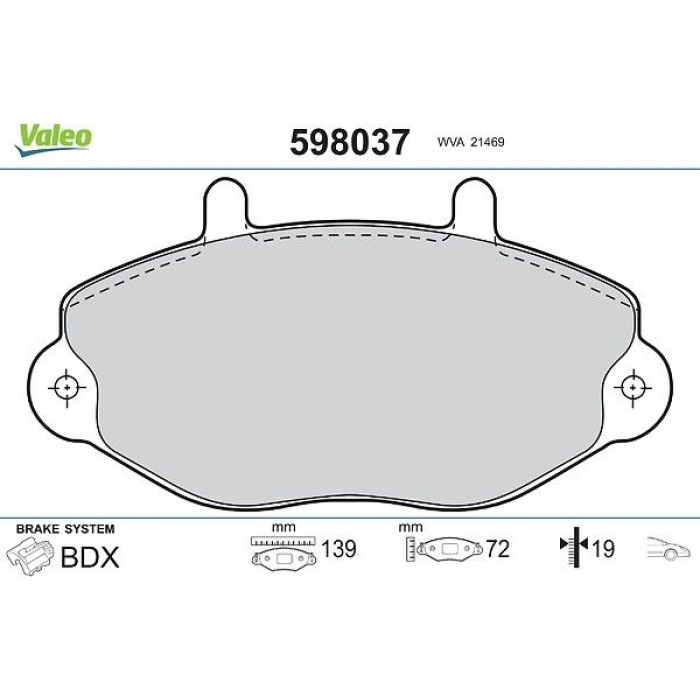 Valeo 598037 Bremsbelagsatz, Scheibenbremse Valeo 598037 Bremsbelagsatz, Scheibenbremse