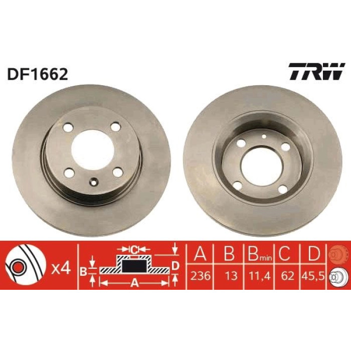 TRW DF1662 Bremsscheibe TRW DF1662 Bremsscheibe