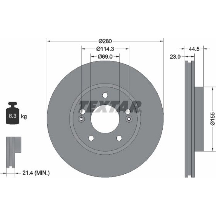 Textar 92243103 Bremsscheibe PRO Textar 92243103 Bremsscheibe PRO