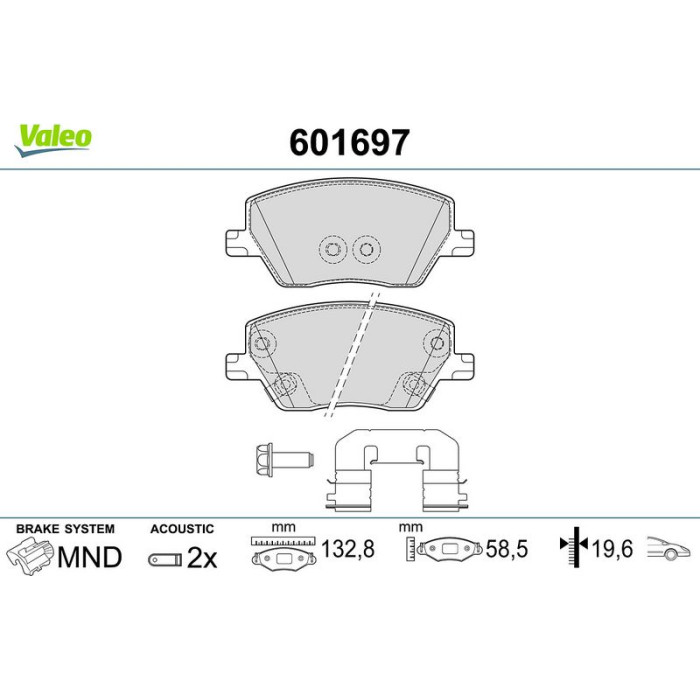 Valeo 601697 Bremsbelagsatz, Scheibenbremse Valeo 601697 Bremsbelagsatz, Scheibenbremse