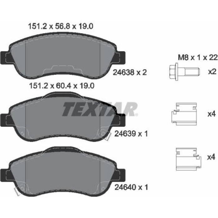Textar 2463801 Bremsbelagsatz, Scheibenbremse Q+ Textar 2463801 Bremsbelagsatz, Scheibenbremse Q+