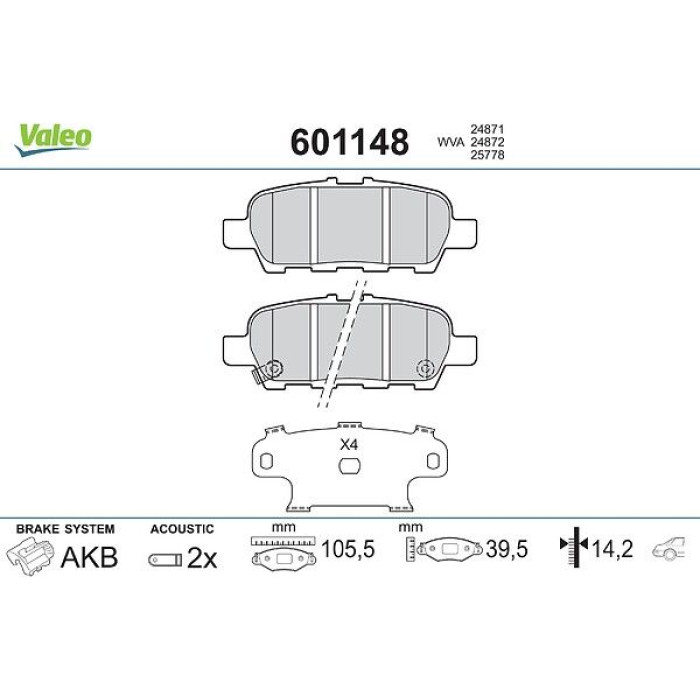 Valeo 601148 Bremsbelagsatz, Scheibenbremse
