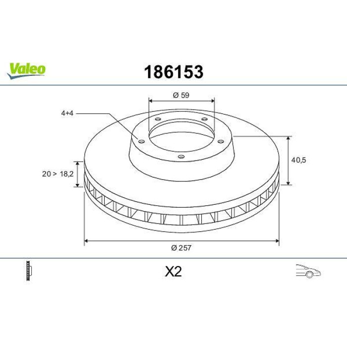 Valeo 186153 Bremsscheibe Valeo 186153 Bremsscheibe