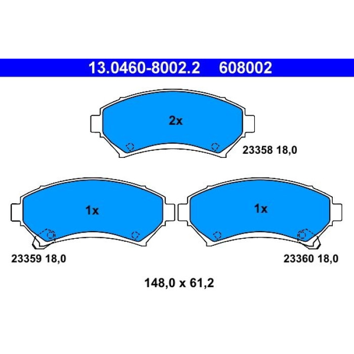 ATE 13.0460-8002.2 Bremsbelagsatz, Scheibenbremse ATE 13.0460-8002.2 Bremsbelagsatz, Scheibenbremse