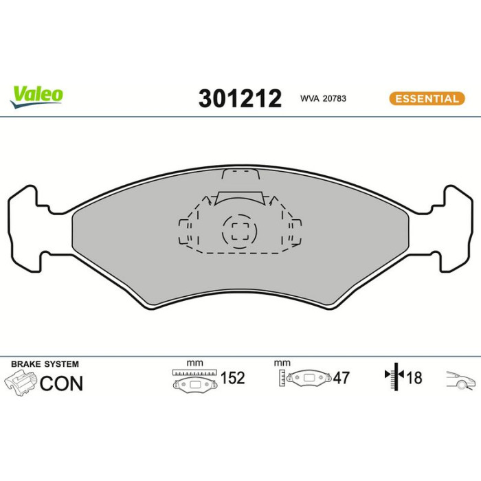 Valeo 301212 Bremsbelagsatz, Scheibenbremse ESSENTIAL