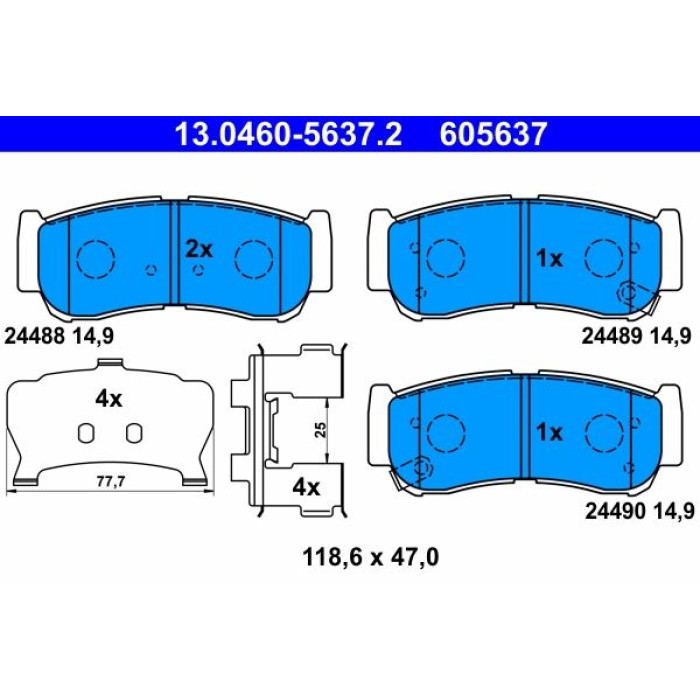 ATE 13.0460-5637.2 Bremsbelagsatz, Scheibenbremse ATE 13.0460-5637.2 Bremsbelagsatz, Scheibenbremse
