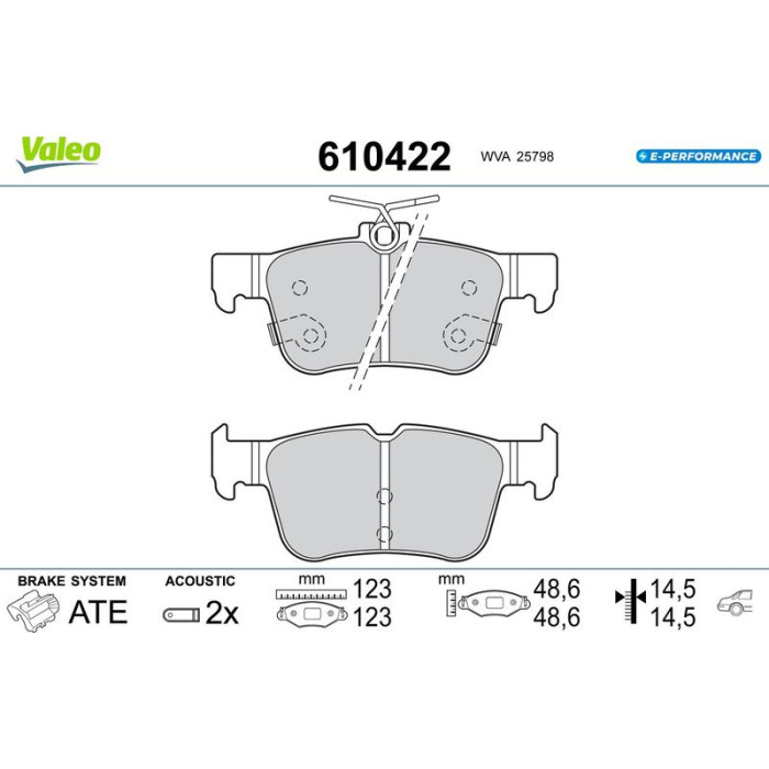 Valeo 610422 Bremsbelagsatz, Scheibenbremse E-PERFORMANCE Valeo 610422 Bremsbelagsatz, Scheibenbremse E-PERFORMANCE