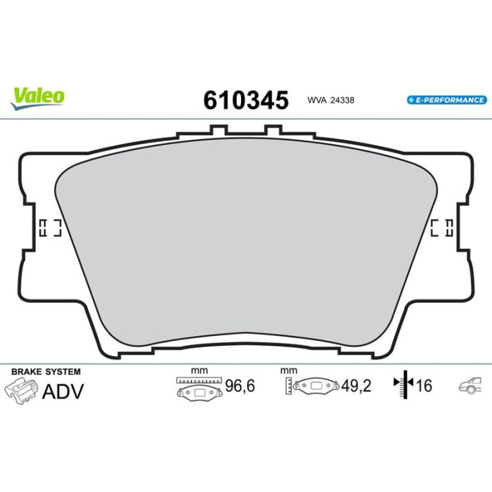 Valeo 610345 Bremsbelagsatz, Scheibenbremse E-PERFORMANCE Valeo 610345 Bremsbelagsatz, Scheibenbremse E-PERFORMANCE