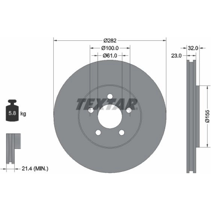 Textar 92269303 Bremsscheibe PRO Textar 92269303 Bremsscheibe PRO