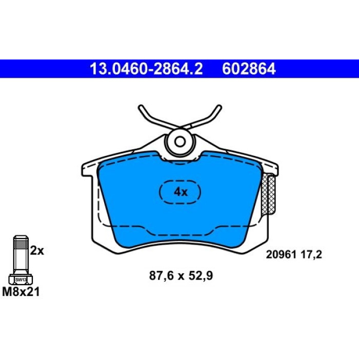 ATE 13.0460-2864.2 Bremsbelagsatz, Scheibenbremse ATE 13.0460-2864.2 Bremsbelagsatz, Scheibenbremse