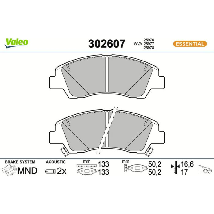 Valeo 302607 Bremsbelagsatz, Scheibenbremse ESSENTIAL