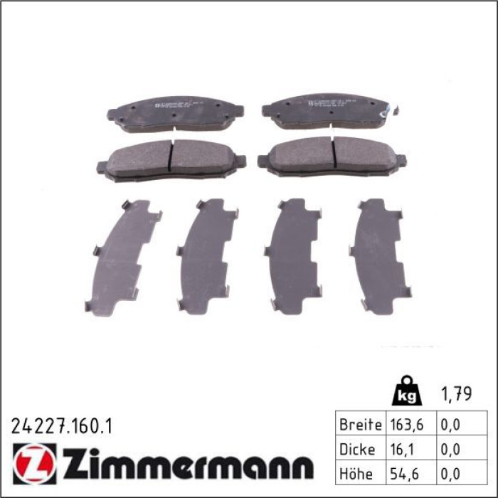 Zimmermann 24227.160.1 Bremsbelagsatz, Scheibenbremse Zimmermann 24227.160.1 Bremsbelagsatz, Scheibenbremse