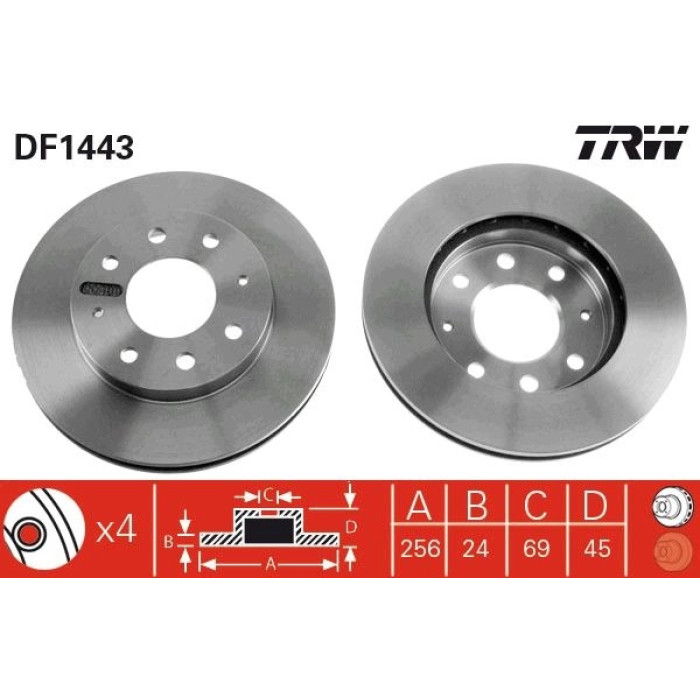 TRW DF1443 Bremsscheibe TRW DF1443 Bremsscheibe