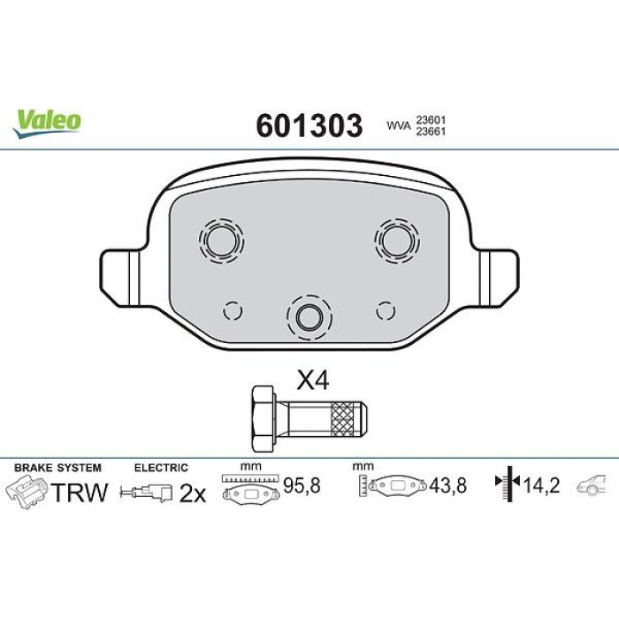 Valeo 601303 Bremsbelagsatz, Scheibenbremse Valeo 601303 Bremsbelagsatz, Scheibenbremse